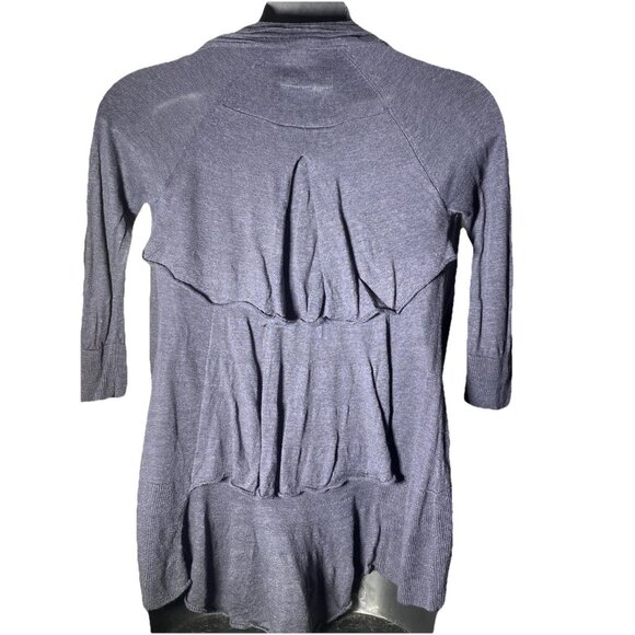 Angel Of The North Gray Size Small Ruffle Back Open Cardigan Linen Blend Pockets - Picture 11 of 11